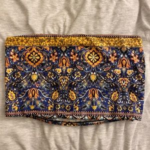 Tribal print crop tube top